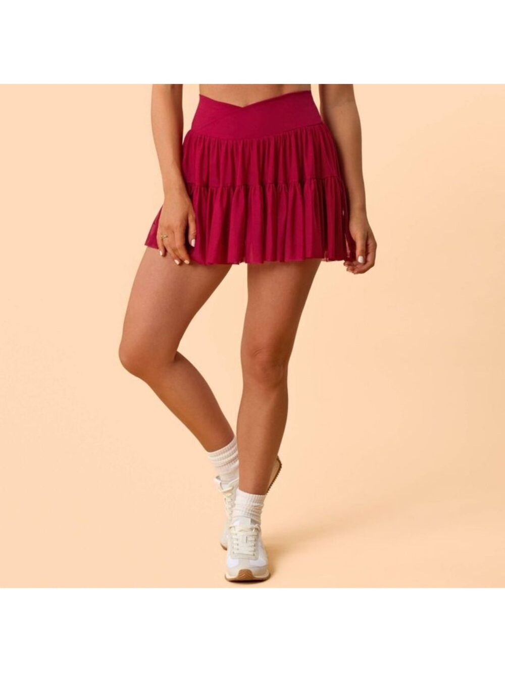 Tiered Mini Skirt in Magenta